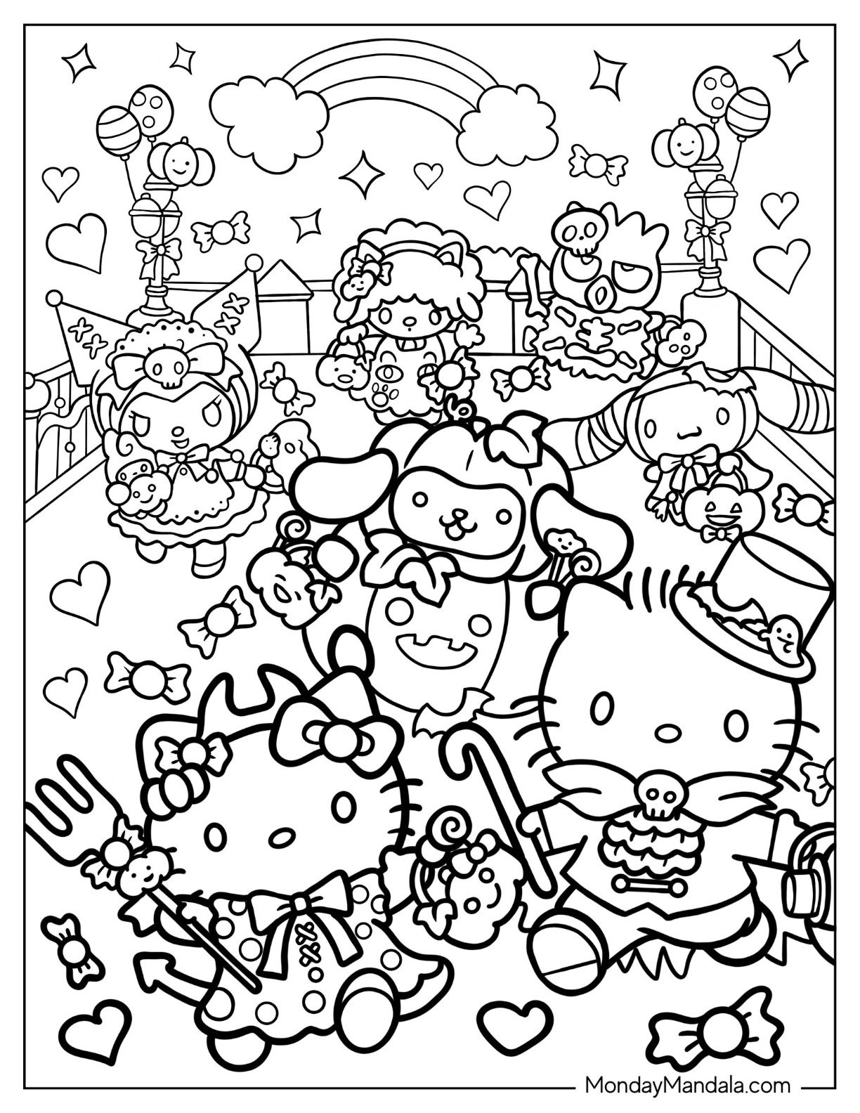 0 Result Images Of Hello Kitty Sanrio Characters Coloring Pages PNG 