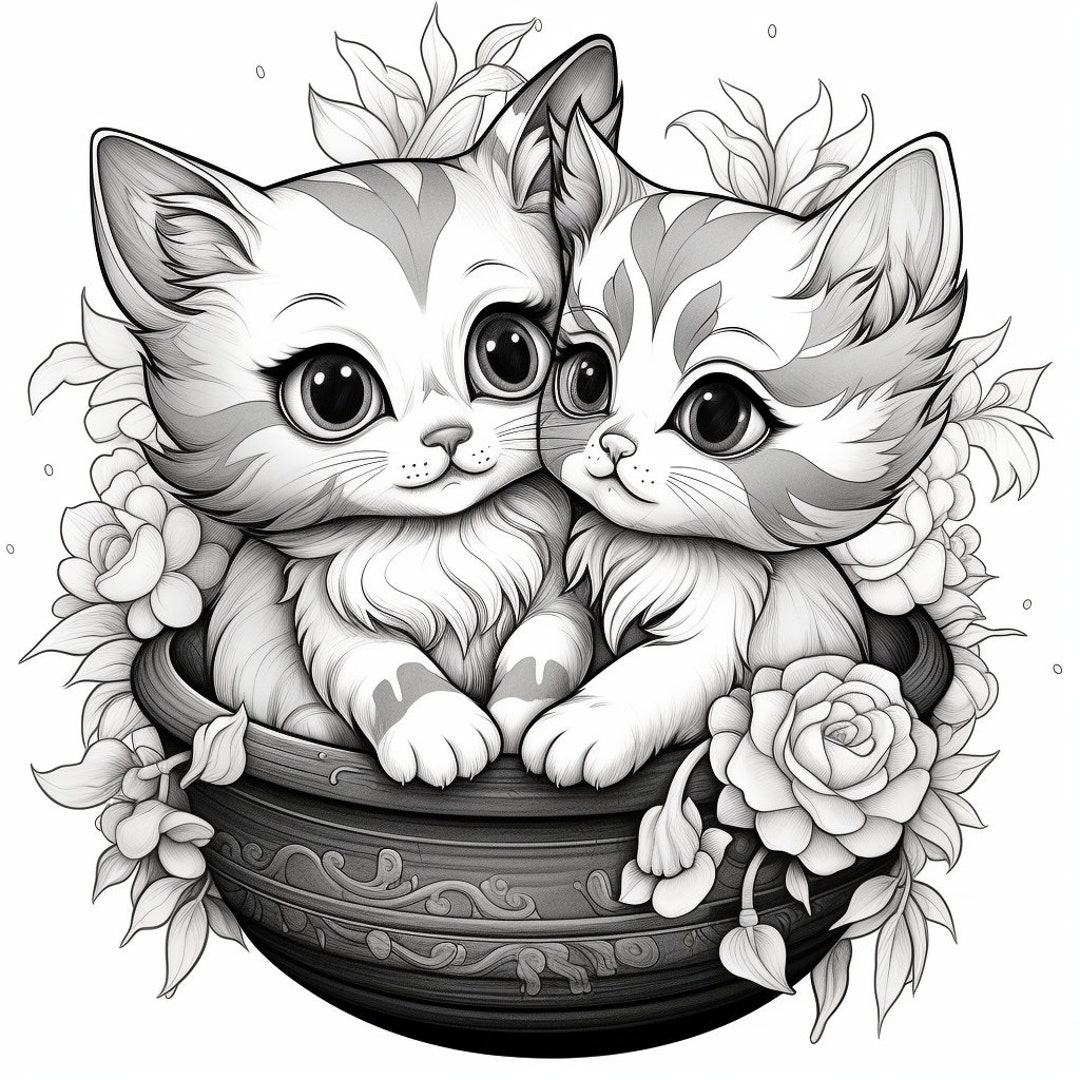 10 Cute Kitten Colouring Pages printable PDF Instant Download coloring 10 Cute Kitten Colouring Pages printable PDF Instant Download coloring