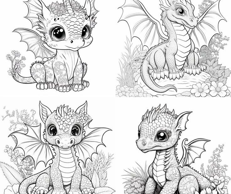 100 Cute Dragon Coloring Pages Printable Coloring Book Coloring