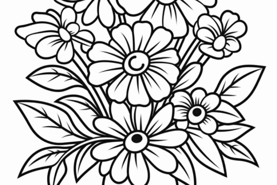 15 Beautiful Flower Coloring Pages For Kids And Adults Printable