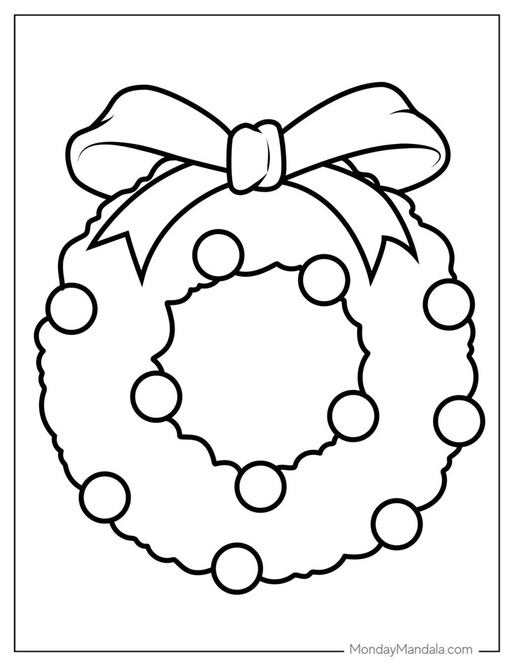 16 Christmas Wreath Coloring Pages Free PDF Printables In 2024 