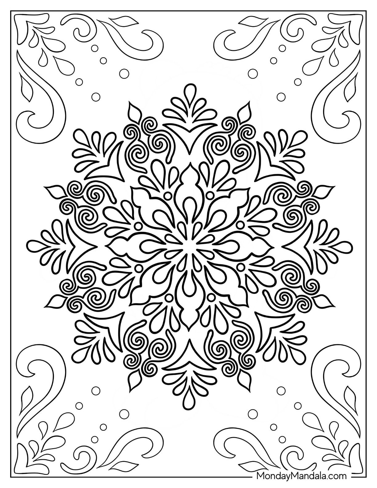 20 Snowflake Coloring Pages Free PDF Printables 