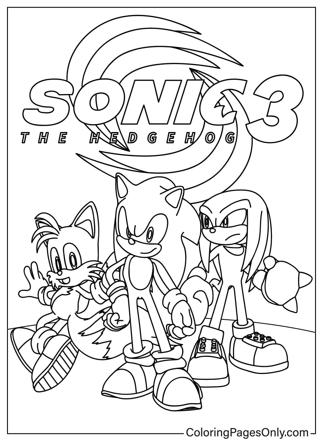 Sonic the hedgehog 3 movie coloring pages