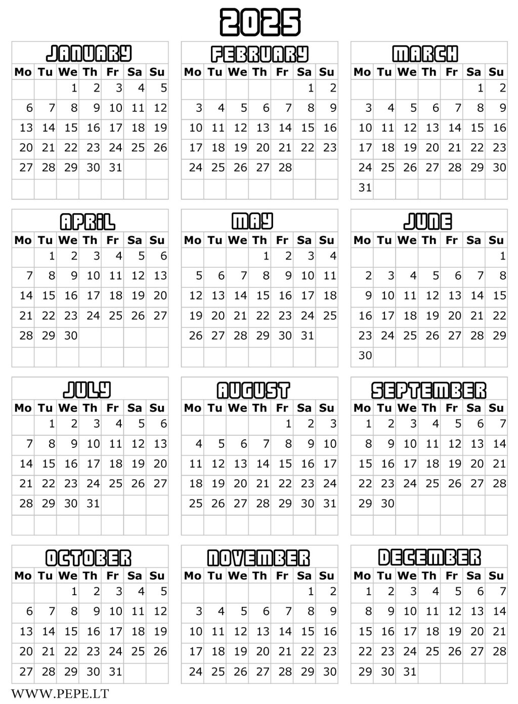2025 Coloring Calendar Oscar Dawn