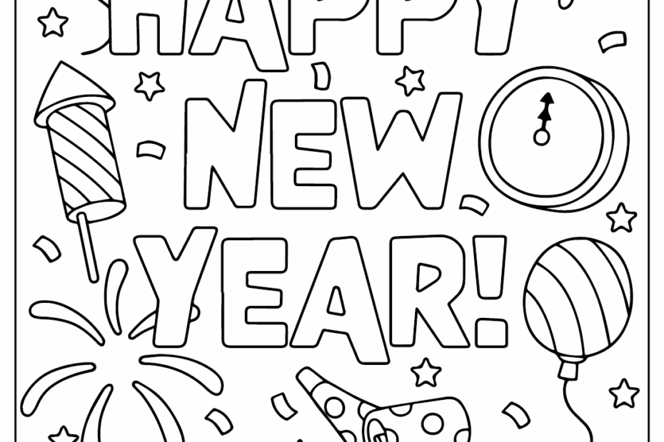 22 Happy New Year 2024 Coloring Pages ColoringPagesOnly Free