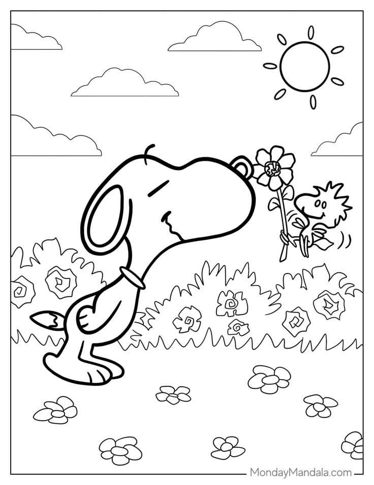 32 Peanuts Snoopy Coloring Pages Free PDF Printables Cartoon 