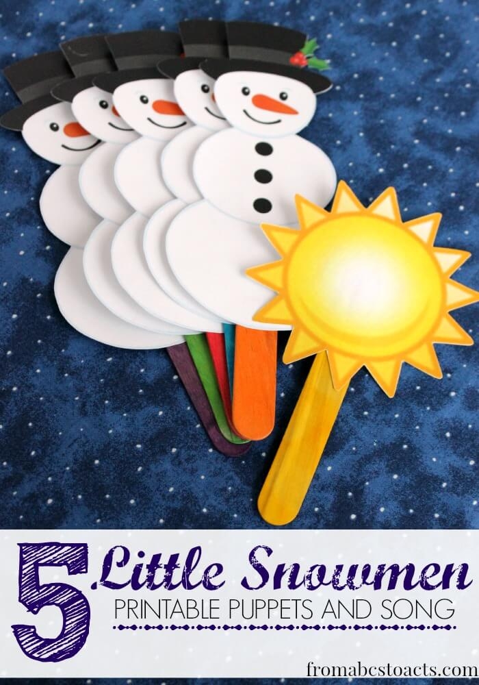 5 Little Snowmen Printable Puppets And Song From ABCs To ACTs