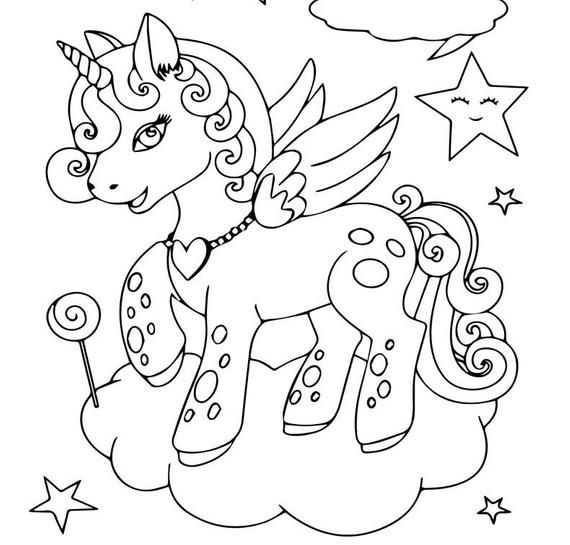 50 Pages Printable Unicorn Coloring Pages PDF Etsy Coloring Books 