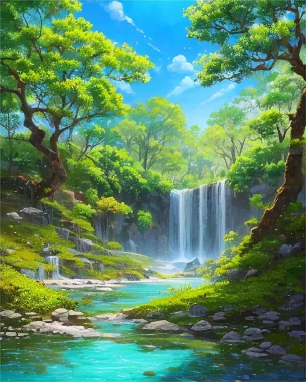 5D Diamond Painting Kits Forests Waterfalls Diamond Art For Kids Paint 