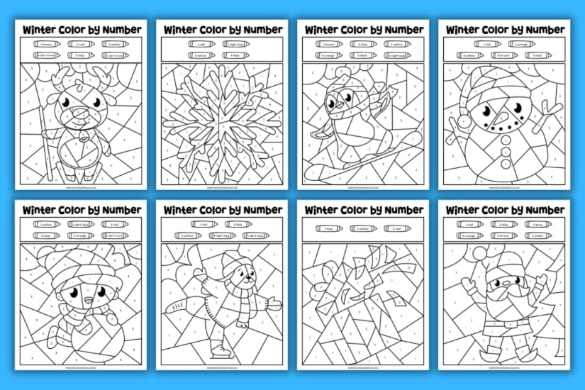 8 Free Winter Color By Number Worksheets For Kids