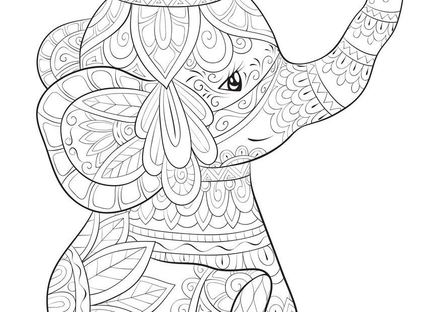 A Cute Cartoon Elephant With Ornaments Image For Relaxing Activity A