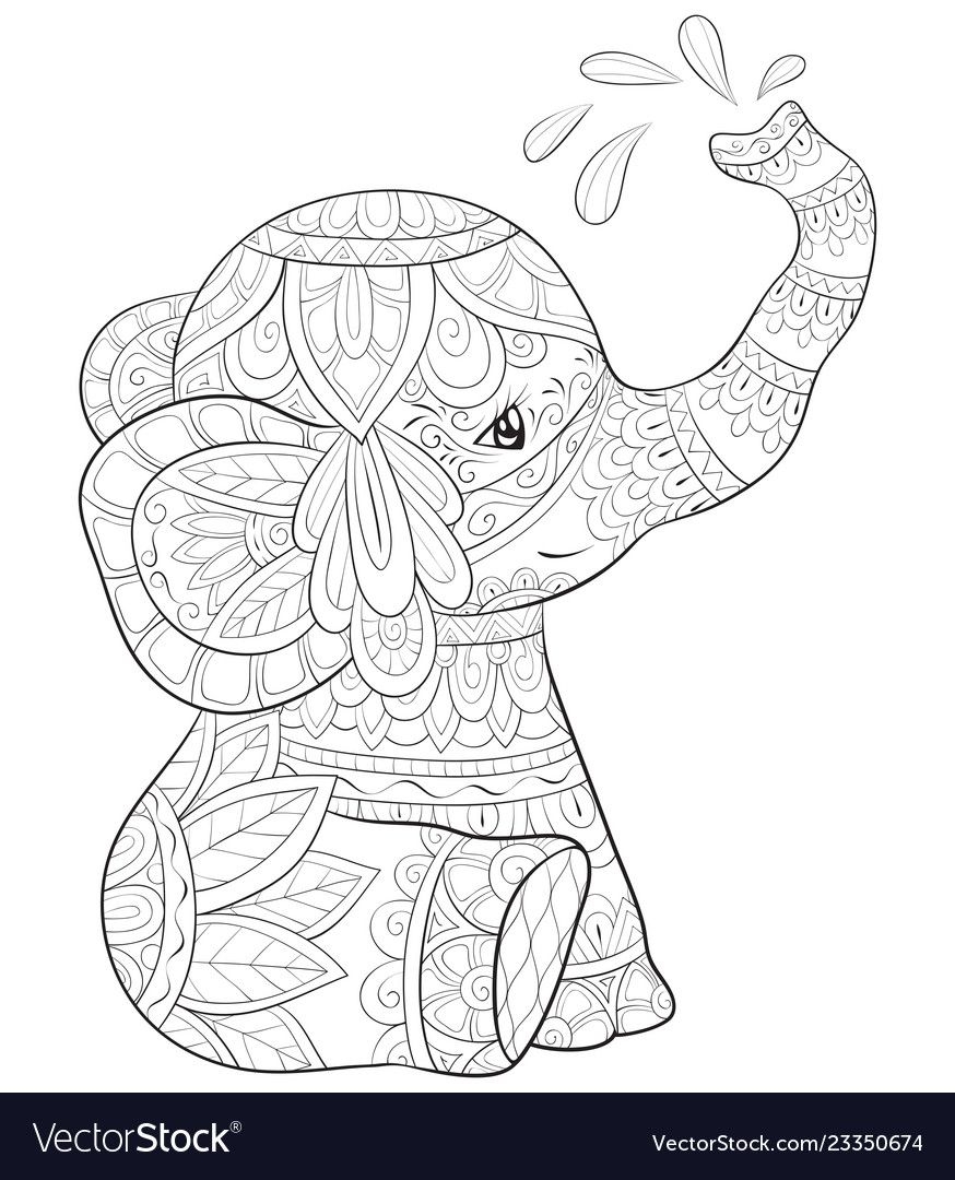 A Cute Cartoon Elephant With Ornaments Image For Relaxing Activity A A Cute Cartoon Elephant With Ornaments Image For Relaxing Activity A
