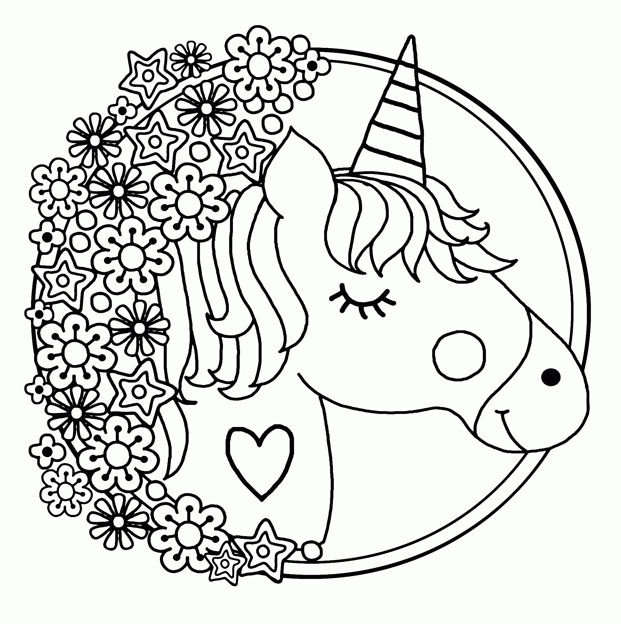 A4 Unicorn Colouring Pages