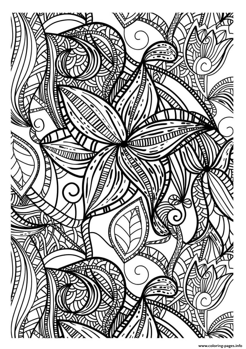 Abstract Elegant Pattern Adult Flowers Dark Coloring Page Printable