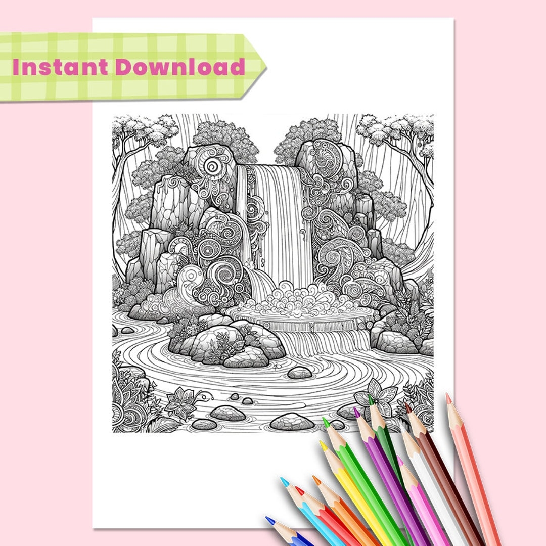 free adult coloring pages waterfalls free adult coloring pages waterfalls