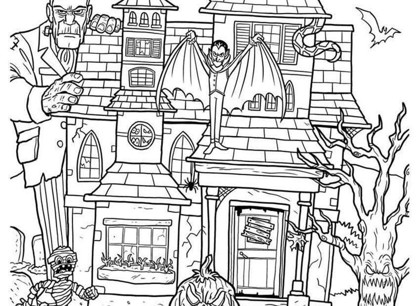 Adults Haunted House Coloring Pages Free Printable Coloring Pages
