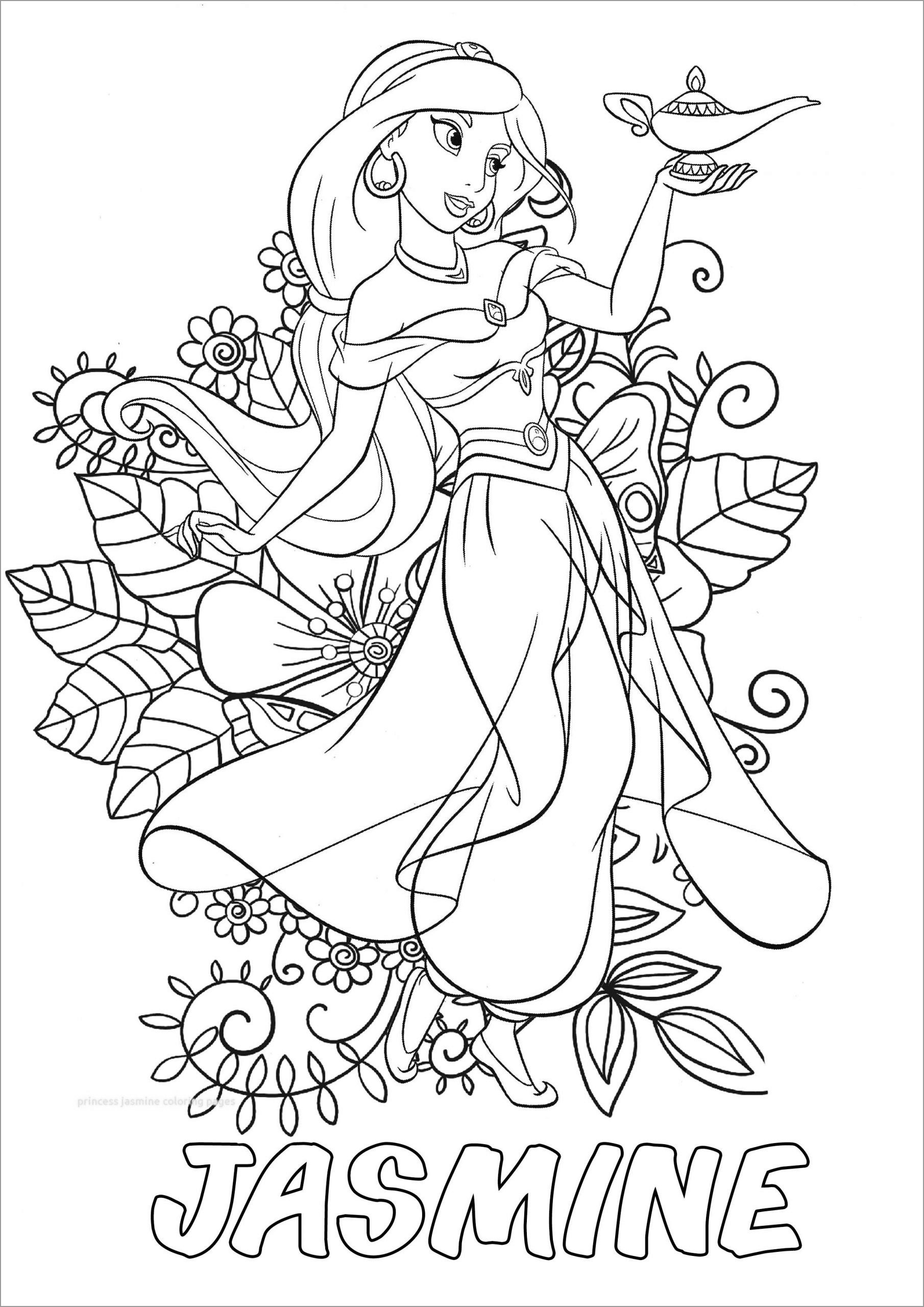 Aladdin Coloring Page Jasmine For Adults ColoringBay