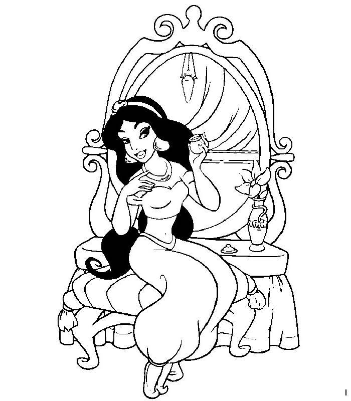 Aladdin Princess Jasmine Coloring Pages Linear Free Printable Aladdin Princess Jasmine Coloring Pages Linear Free Printable