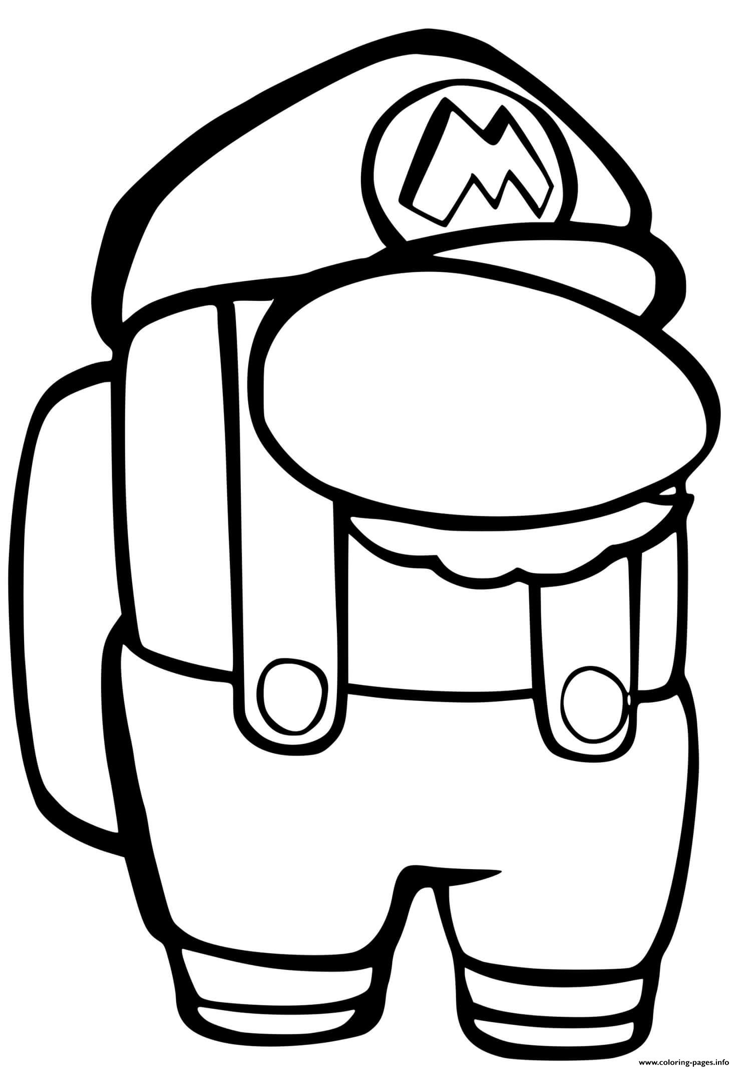 Among Us Mario Coloring Page Printable Among Us Mario Coloring Page Printable