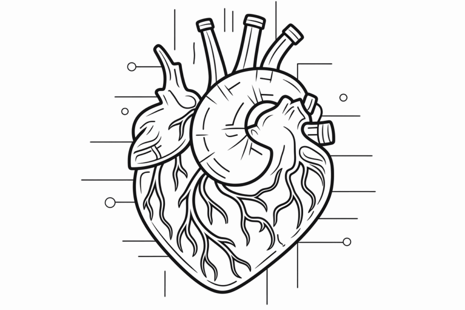 Anatomical Heart Drawing Coloring Page