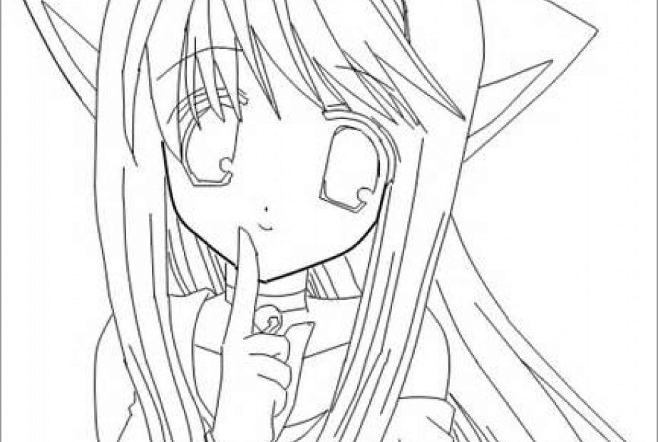 Anime Cat Girl Coloring Page ColoringBay