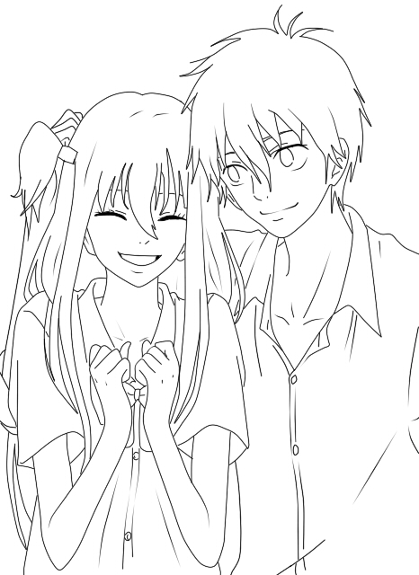 coloring pages anime girls hugging
