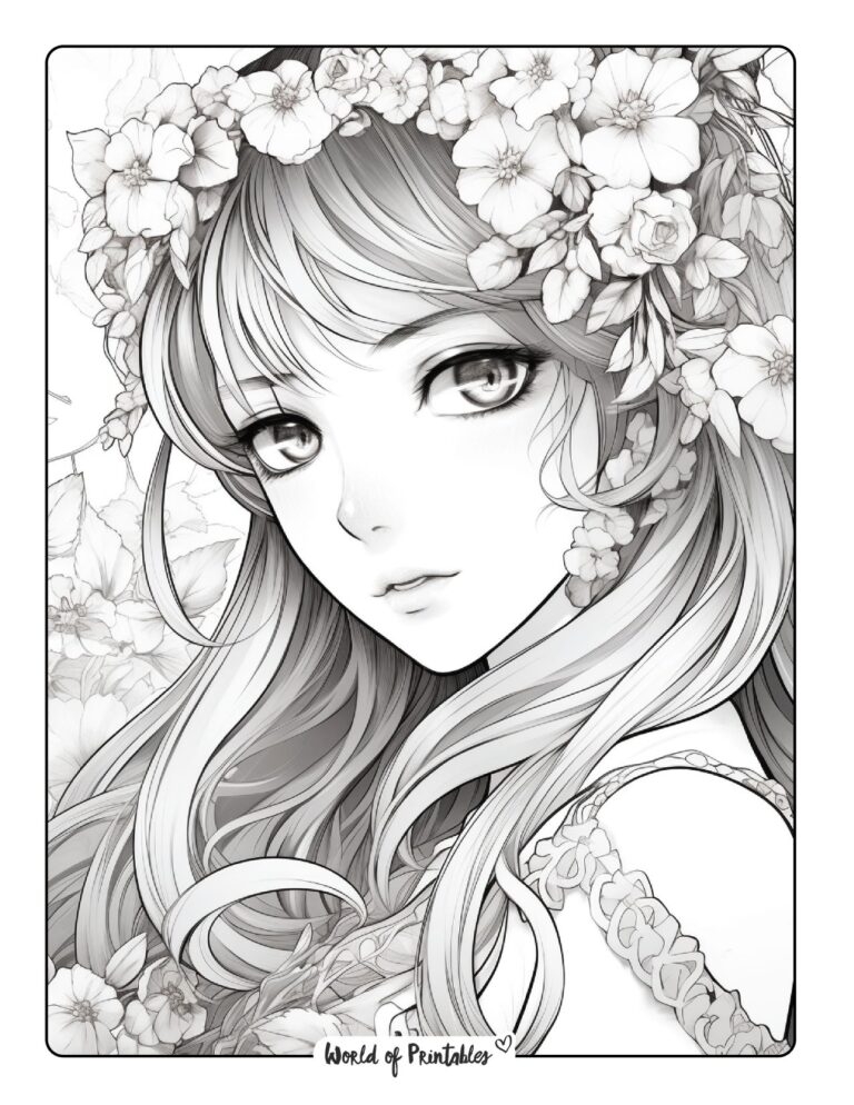 coloring pages printable anime girl