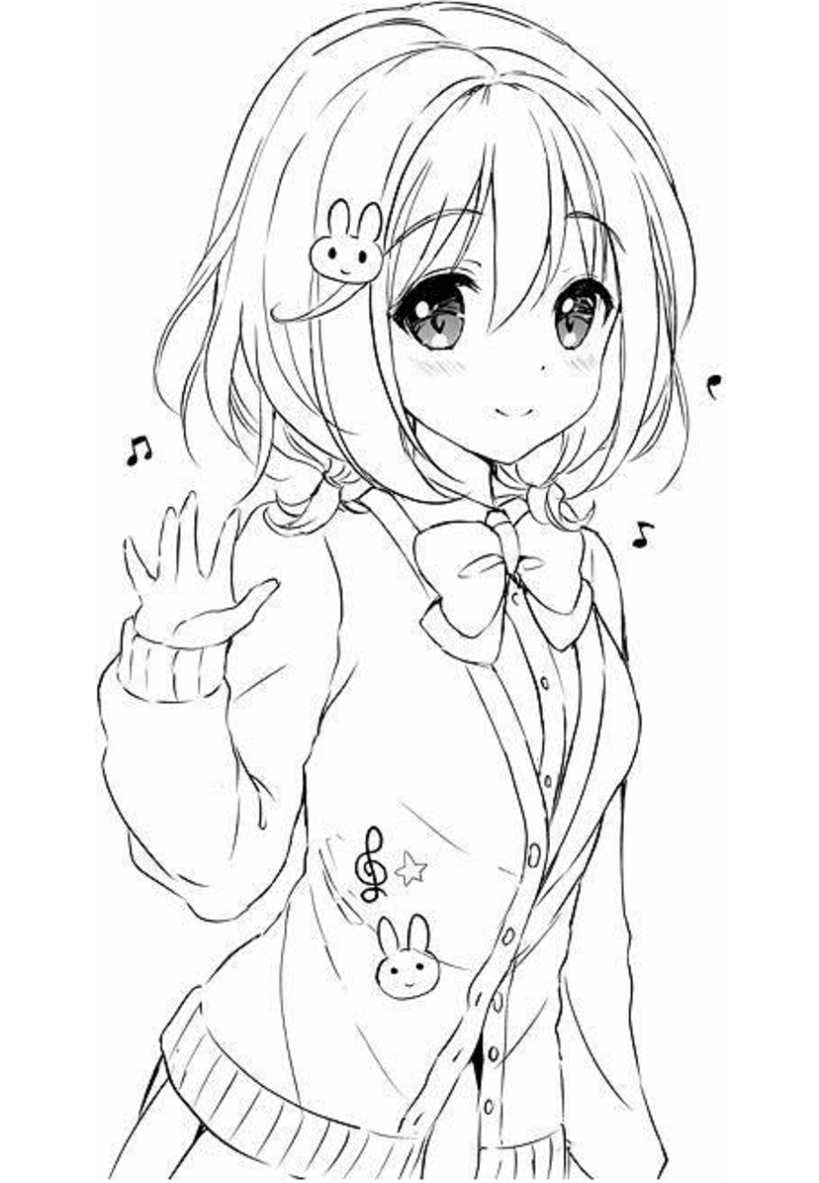 anime girls cute coloring pages