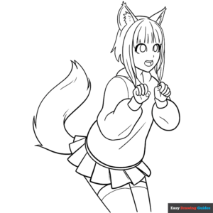 Anime Wolf Girl Coloring Page Easy Drawing Guides Anime Wolf Girl Coloring Page Easy Drawing Guides