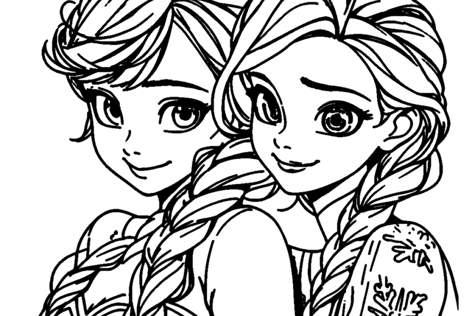 Anna And Elsa Color Page Coloring Online Free