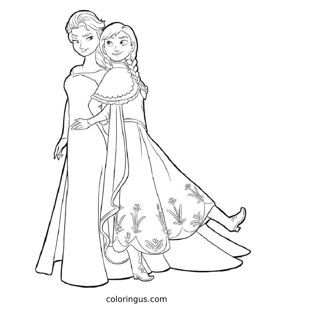 Anna Elsa Image Coloring Page