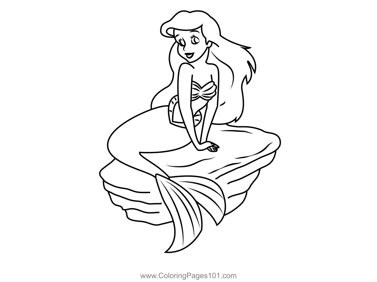 Ariel Sitting On Rock Coloring Page For Kids Free The Little Mermaid Ariel Sitting On Rock Coloring Page For Kids Free The Little Mermaid