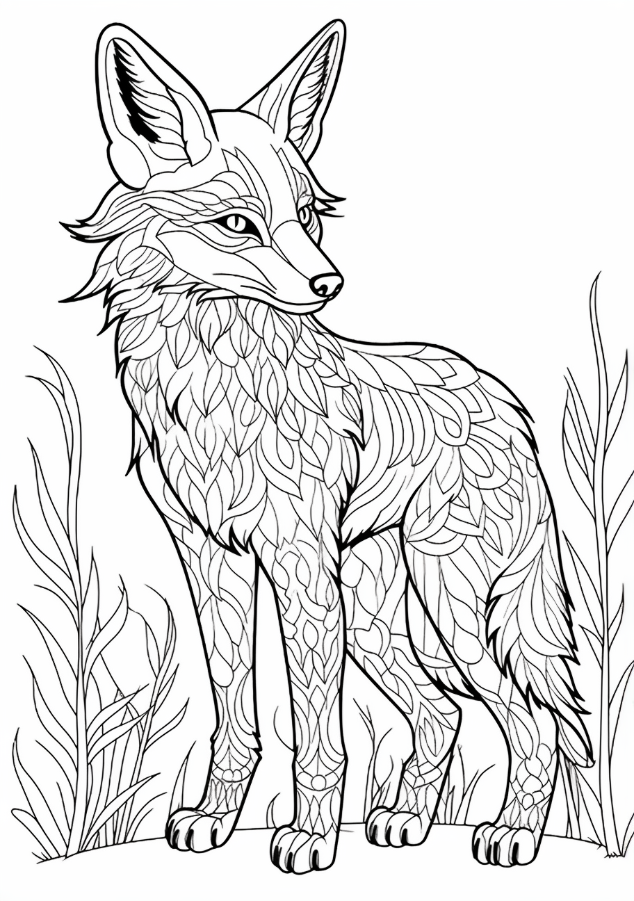 Artistic Fox Expressive Patterns Fox Coloring Pages Artistic 