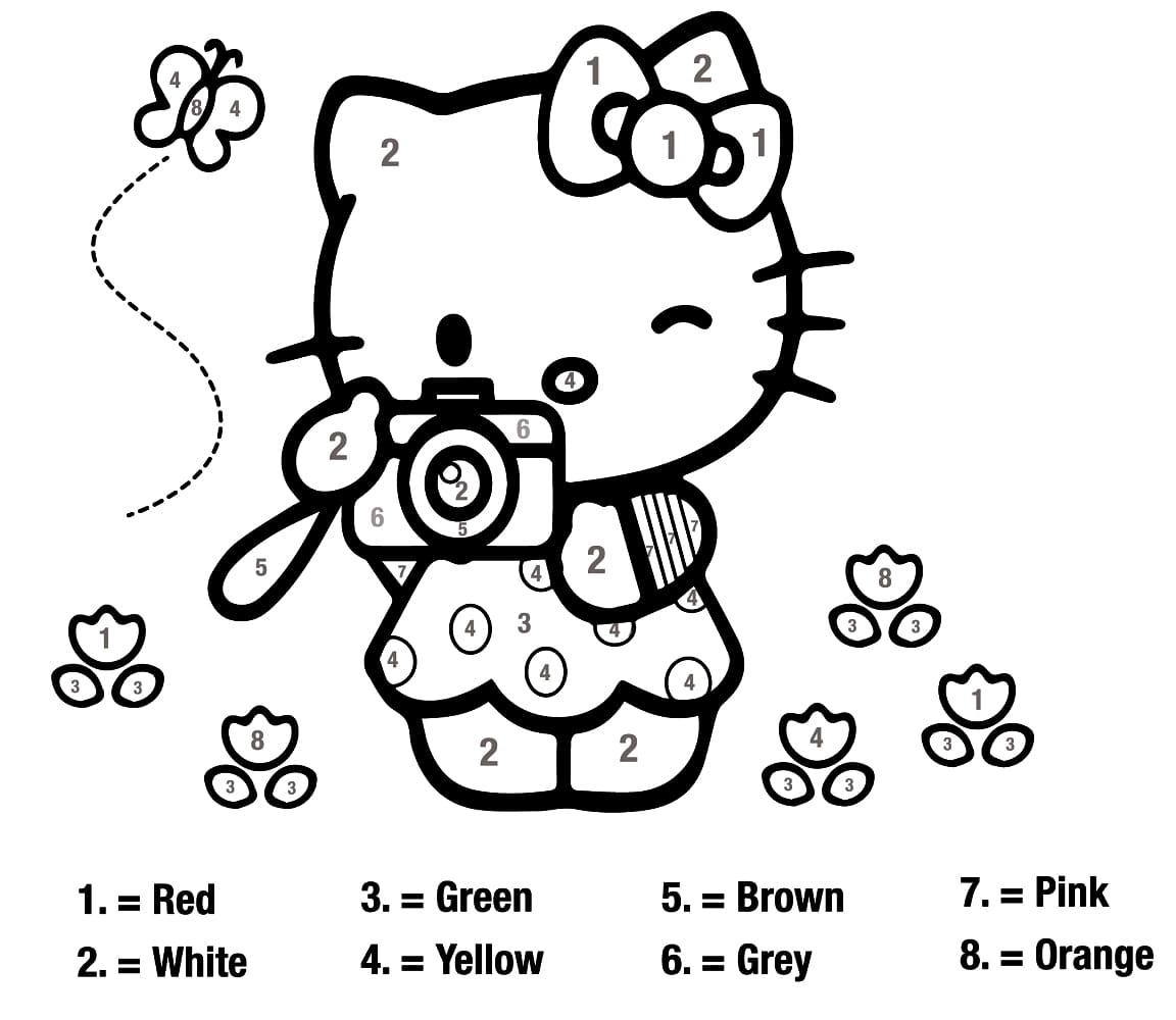 Astronaut Hello Kitty Color By Number Coloring Page Free Printable 