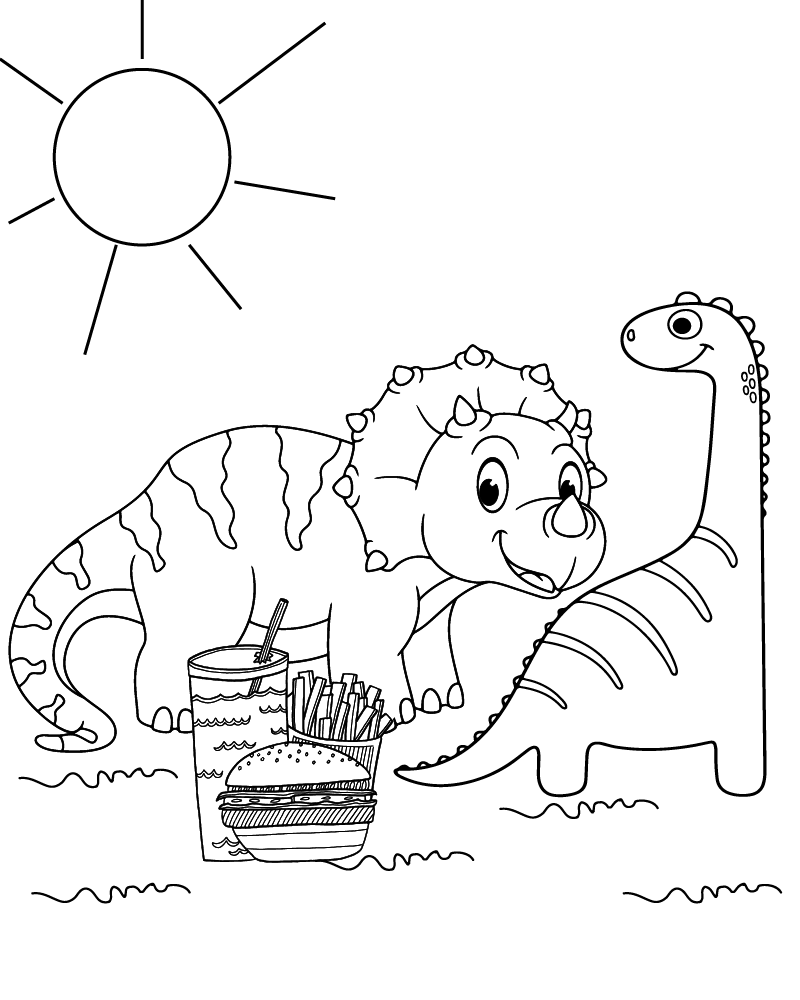 Awesome Printable Dino Picnic Under The Sun Coloring Page Awesome Printable Dino Picnic Under The Sun Coloring Page