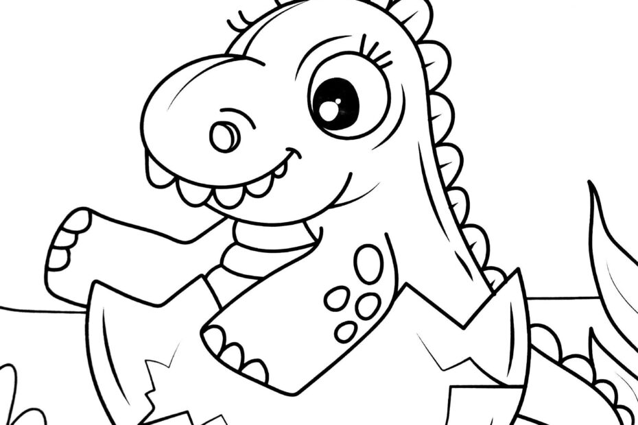 Baby Dinosaur Hatched From An Egg Coloring Page Dinosaur Coloring
