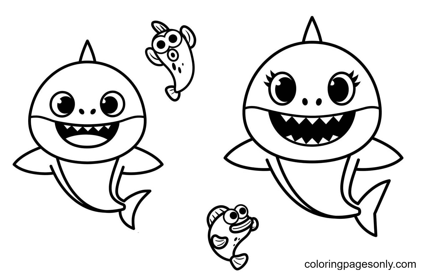 baby shark printable coloring page