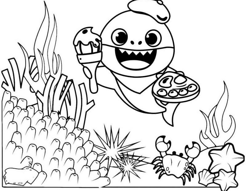 Baby Shark Colouring Pages Printable Pdf Free Printable Template