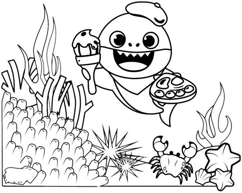 Baby Shark Colouring Pages Printable Pdf Free Printable Template