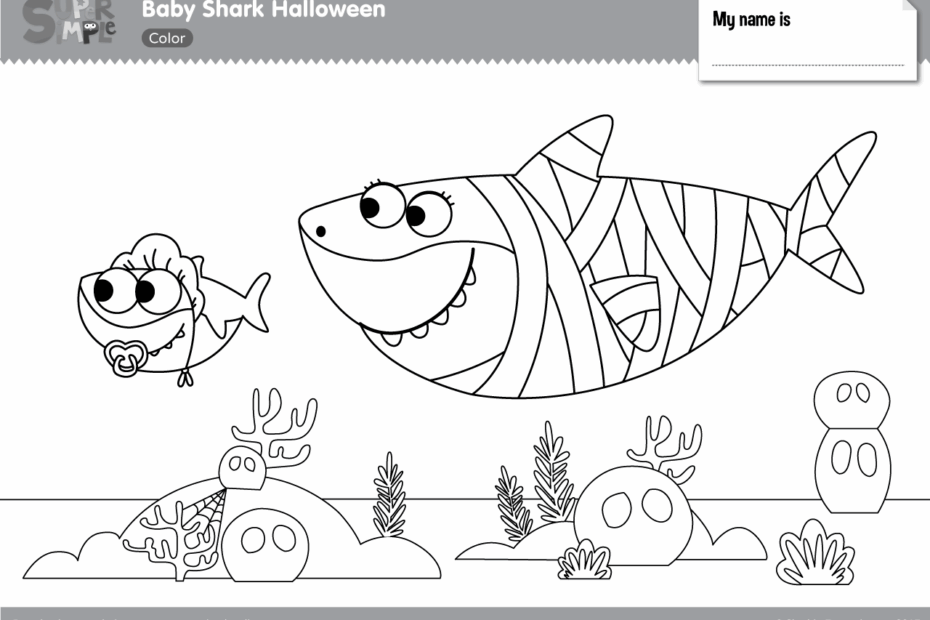 Baby Shark Halloween Coloring Pages Super Simple
