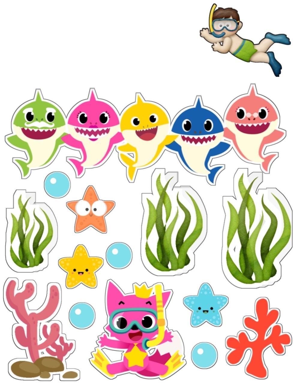 Baby Shark Under The Sea Free Printable Cake Toppers Shark Birthday 