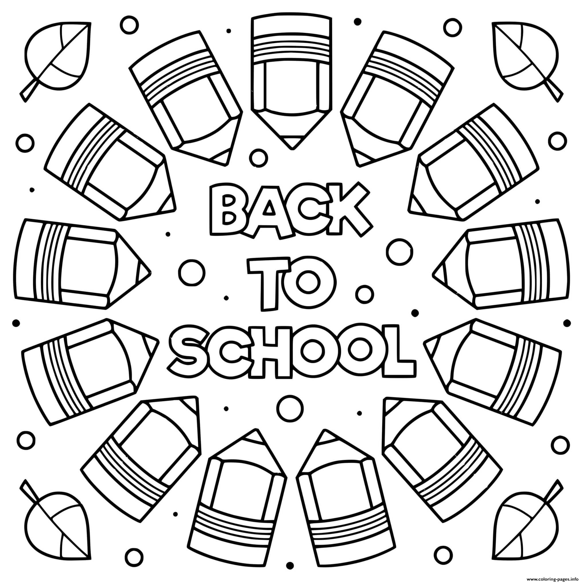 Back To School Sheets Mandala Pencils Coloring Page Printable