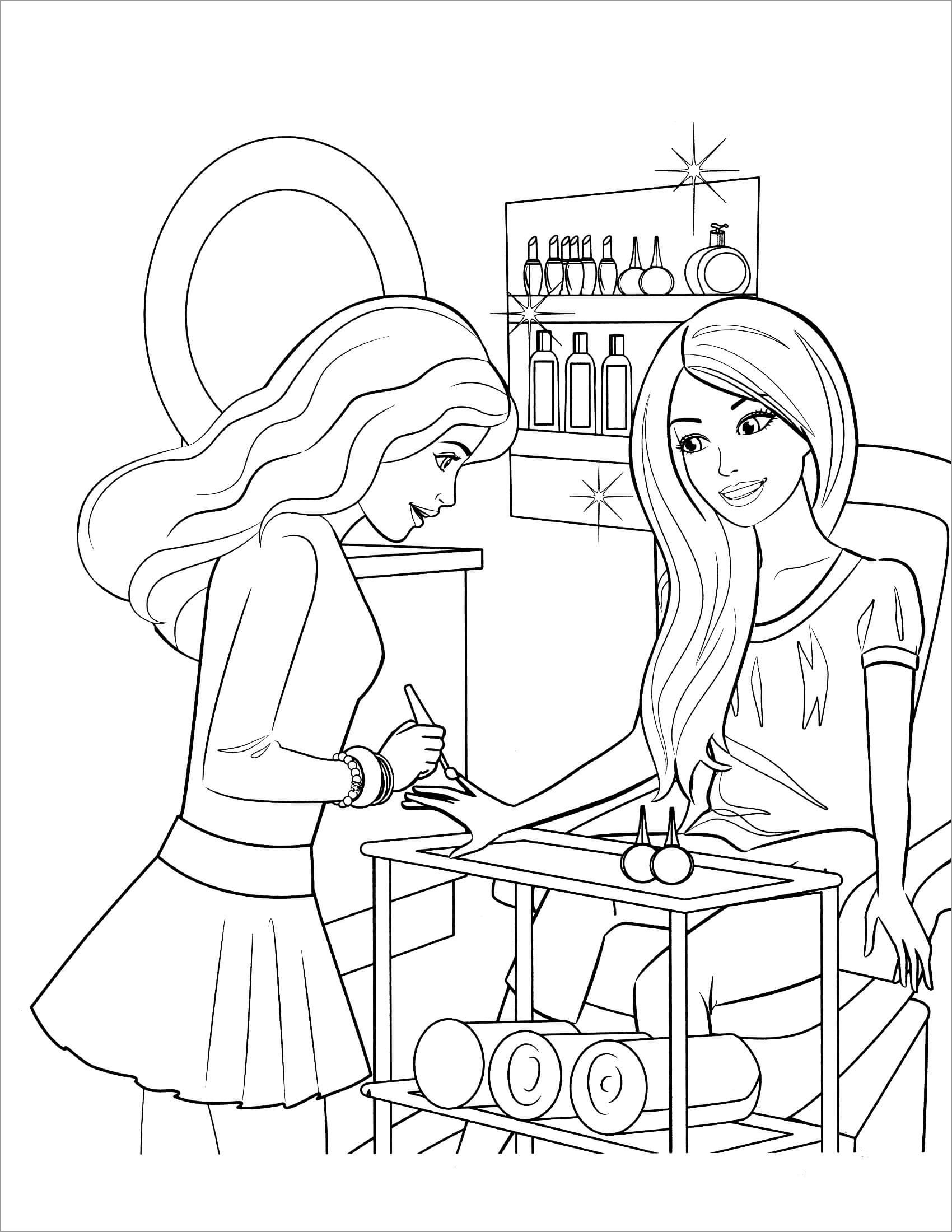 Barbie At The Beauty Salon Coloring Page ColoringBay Barbie At The Beauty Salon Coloring Page ColoringBay