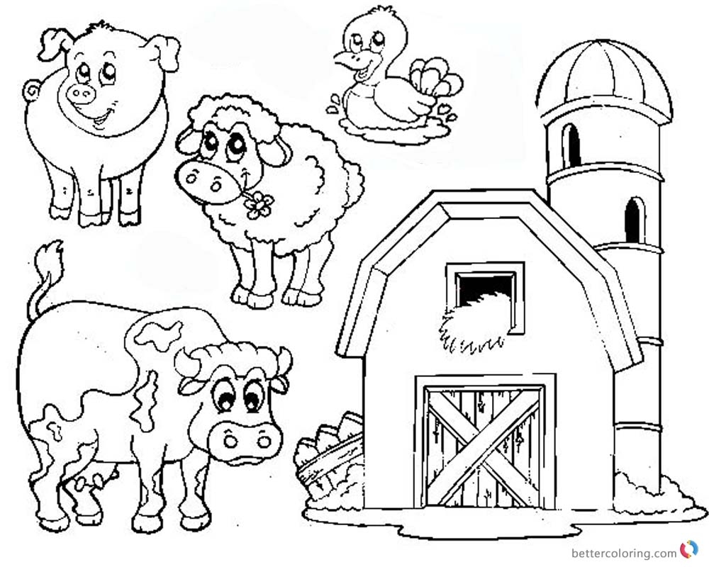 Barn Coloring Pages Farm Animals Free Printable Coloring Pages