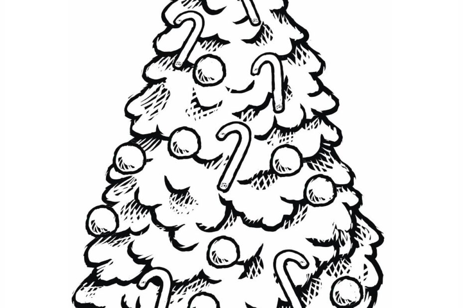Beautiful Christmas Tree With Gifts Coloring Page Printable