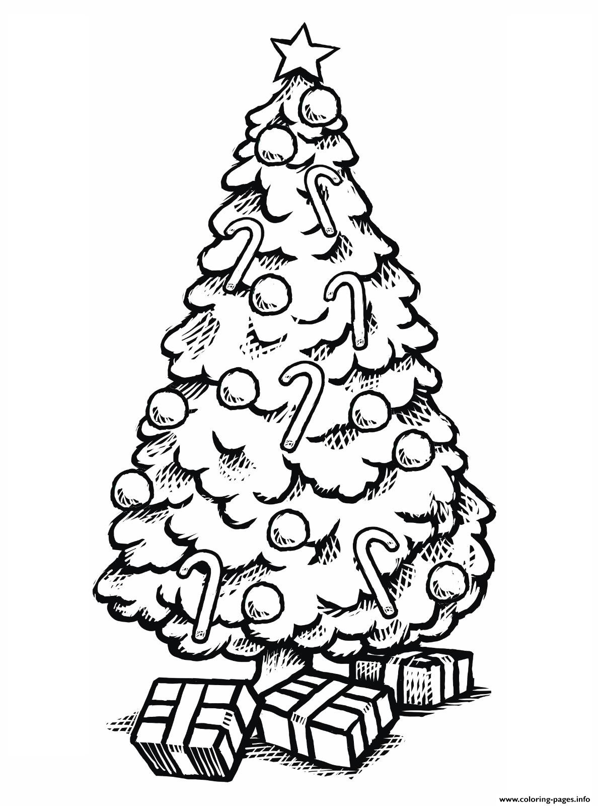 Beautiful Christmas Tree With Gifts Coloring Page Printable
