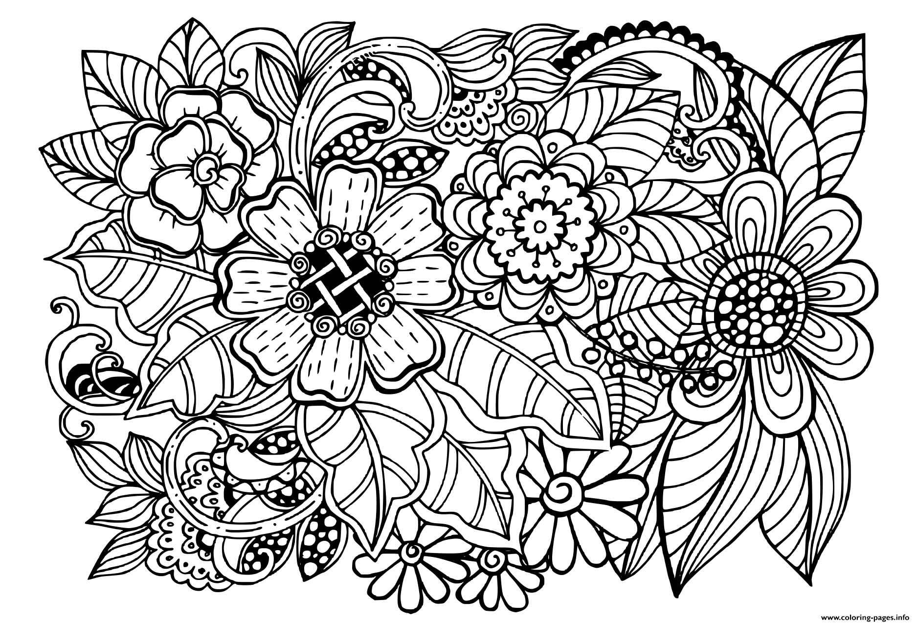 Beautiful Doodle Floral Pattern Adult Coloring Page Printable Beautiful Doodle Floral Pattern Adult Coloring Page Printable