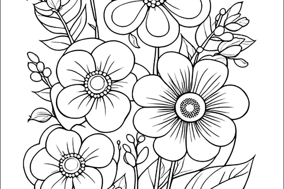 Beautiful Flowers To Color Flower Coloring Pages For Kids