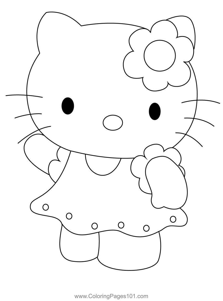 Beauty Hello Kitty Coloring Page For Kids Free Hello Kitty Printable 