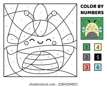 Bee Color By Number Squishmallow Coloring Stock Vector Royalty Free 